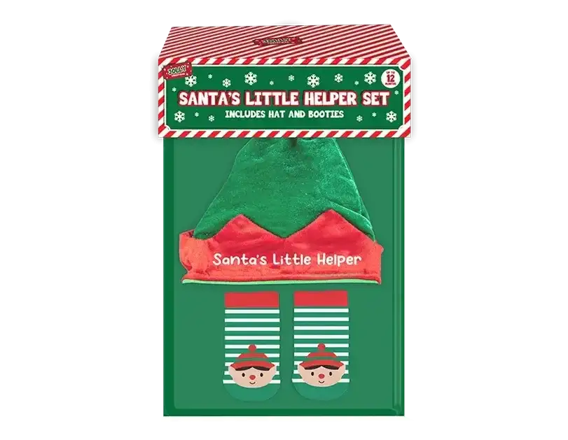 Santas Little Helper Hat and Sock Set