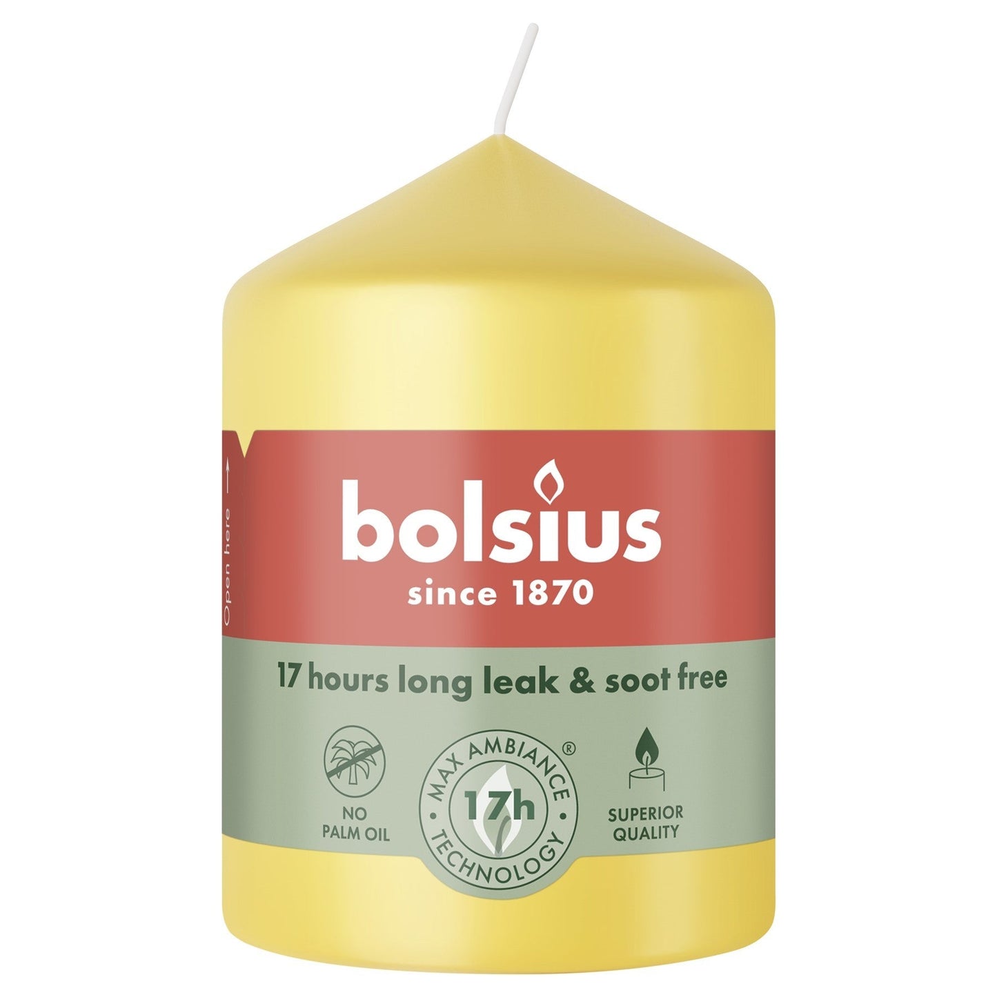 Bolsius Sunny Yellow Essentials Pillar Candle (80mm)