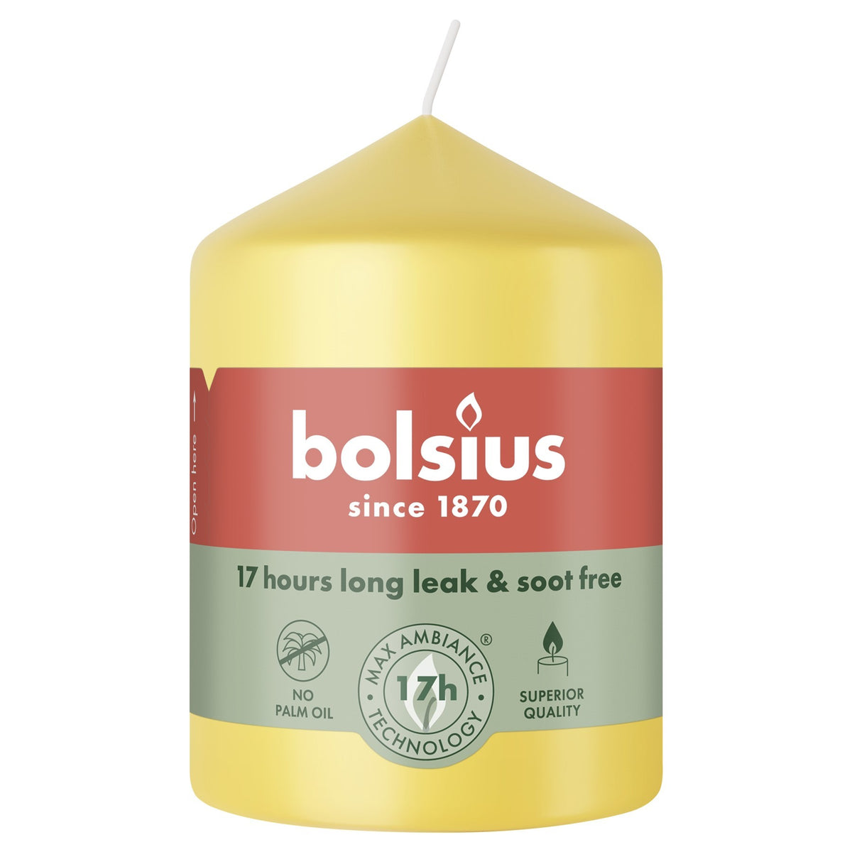 Discover the Bolsius Sunny Yellow Essentials Pillar Candle (80mm) at Bristow Direct