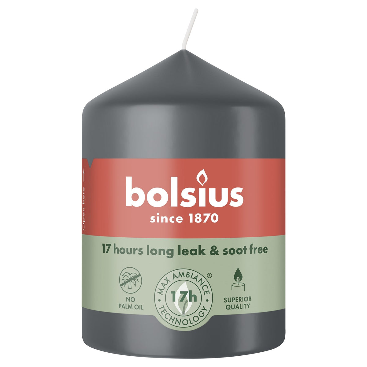 Discover the Bolsius Stormy Grey Essentials Pillar Candle (80mm) at Bristow Direct