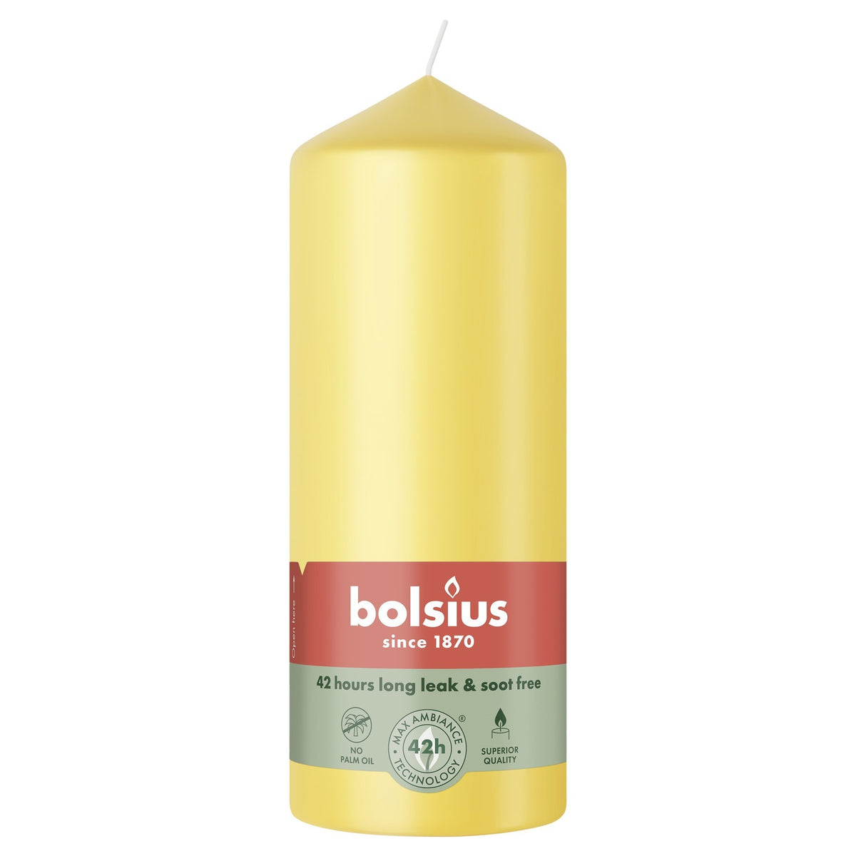 Discover the Bolsius Sunny Yellow Essentials Pillar Candle (150mm) at Bristow Direct