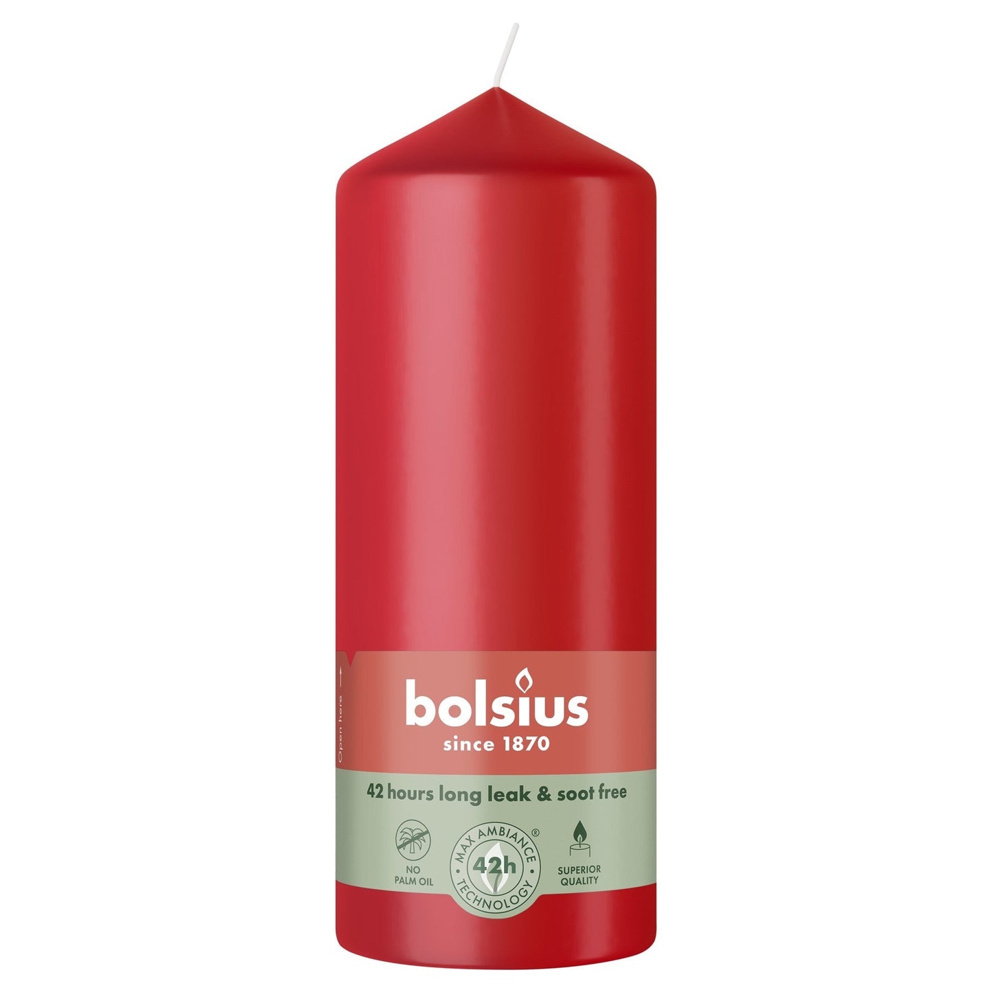 Delicate Red Bolsius Pillar Candle (150 x 58mm)
