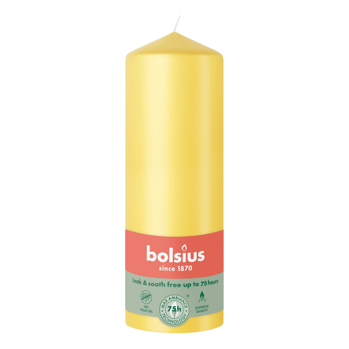 Discover the Bolsius Sunny Yellow Essentials Pillar Candle (200mm) at Bristow Direct