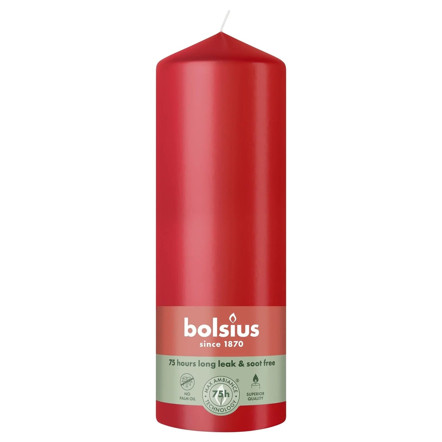 Bolsius Delicate Red Essential Pillar Candle (200 x 68mm)