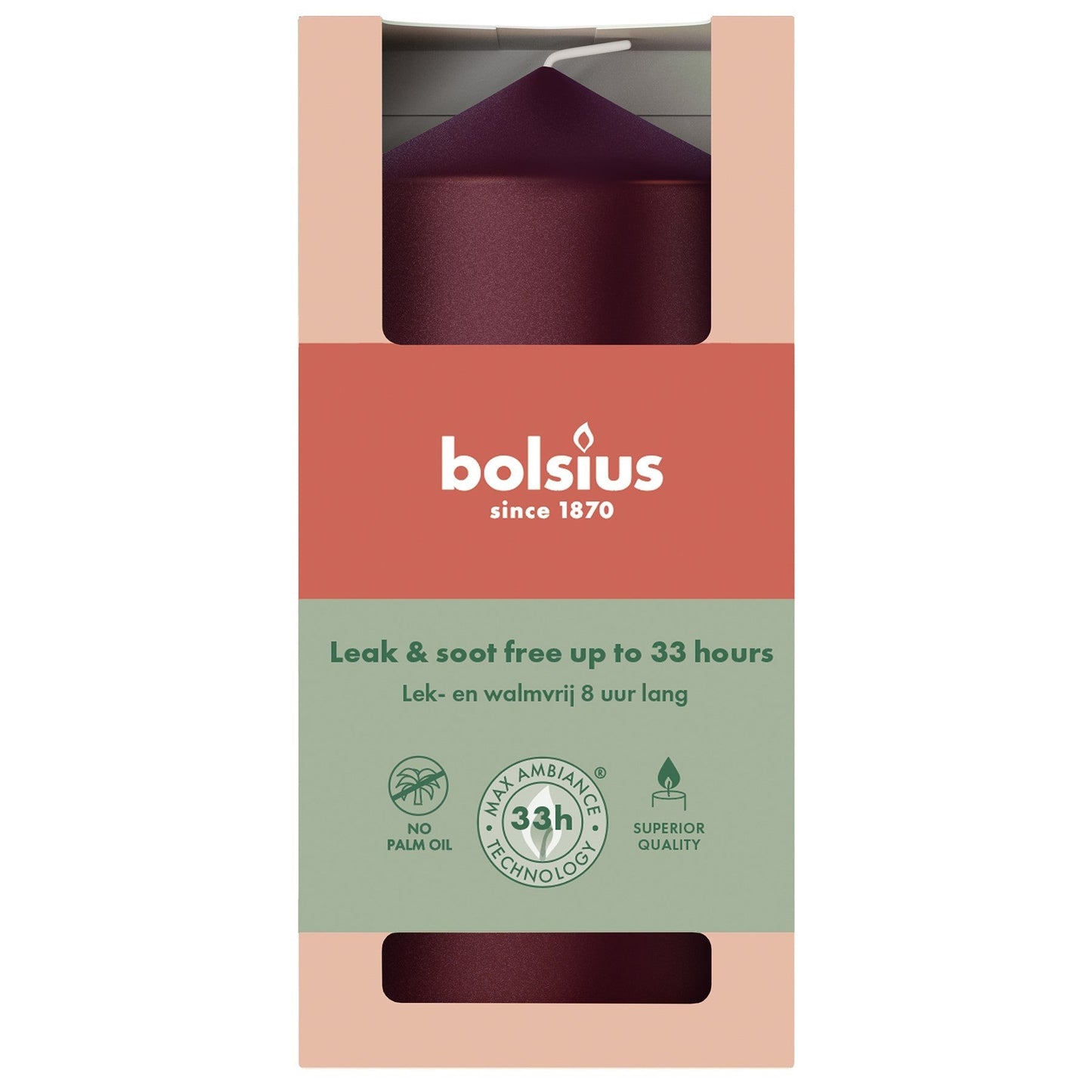 Metallic Red Bolsius Pillar Candle (120 x 58mm)