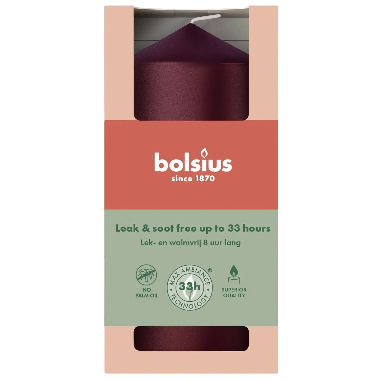 Metallic Red Bolsius Pillar Candle (120 x 58mm)