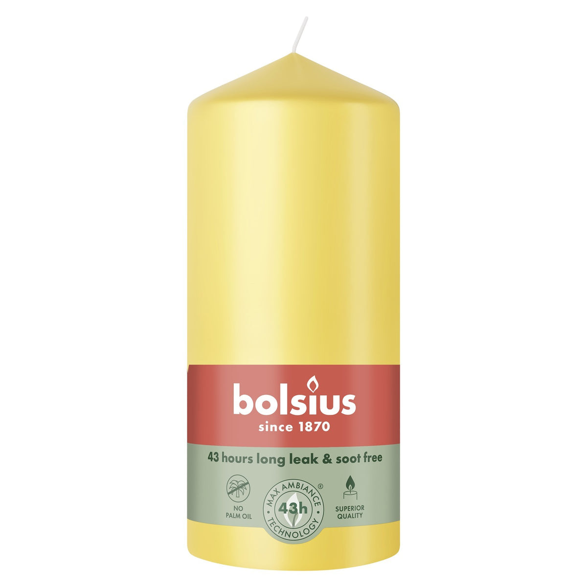 Discover the Bolsius Sunny Yellow Essentials Pillar Candle (130mm) at Bristow Direct