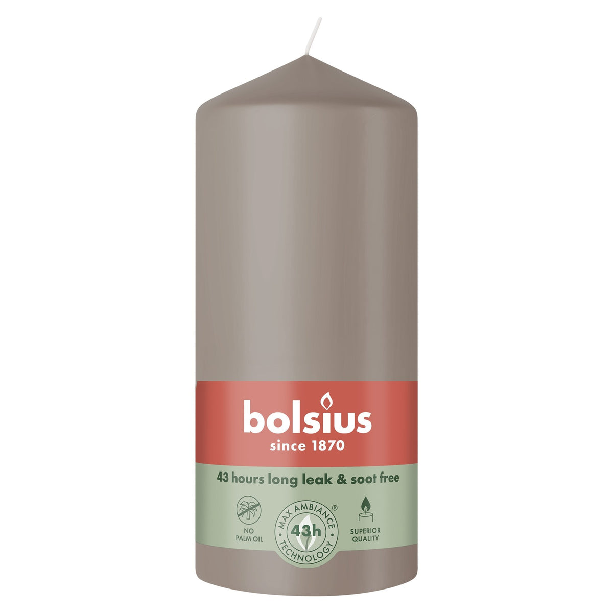 Discover the Bolsius Light Taupe Essentials Pillar Candle (130mm) at Bristow Direct