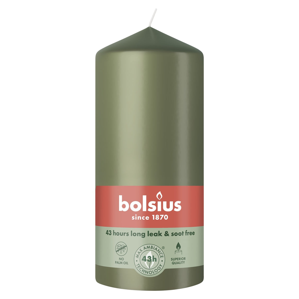 Discover the Bolsius Fresh Olive Essentials Pillar Candle (130mm) at Bristow Direct