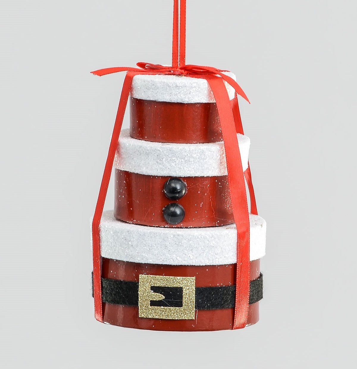 Discover the Santa Outfit Patterned Gift Box Stack Hanging Decoration (14cm) at Bristow Direct