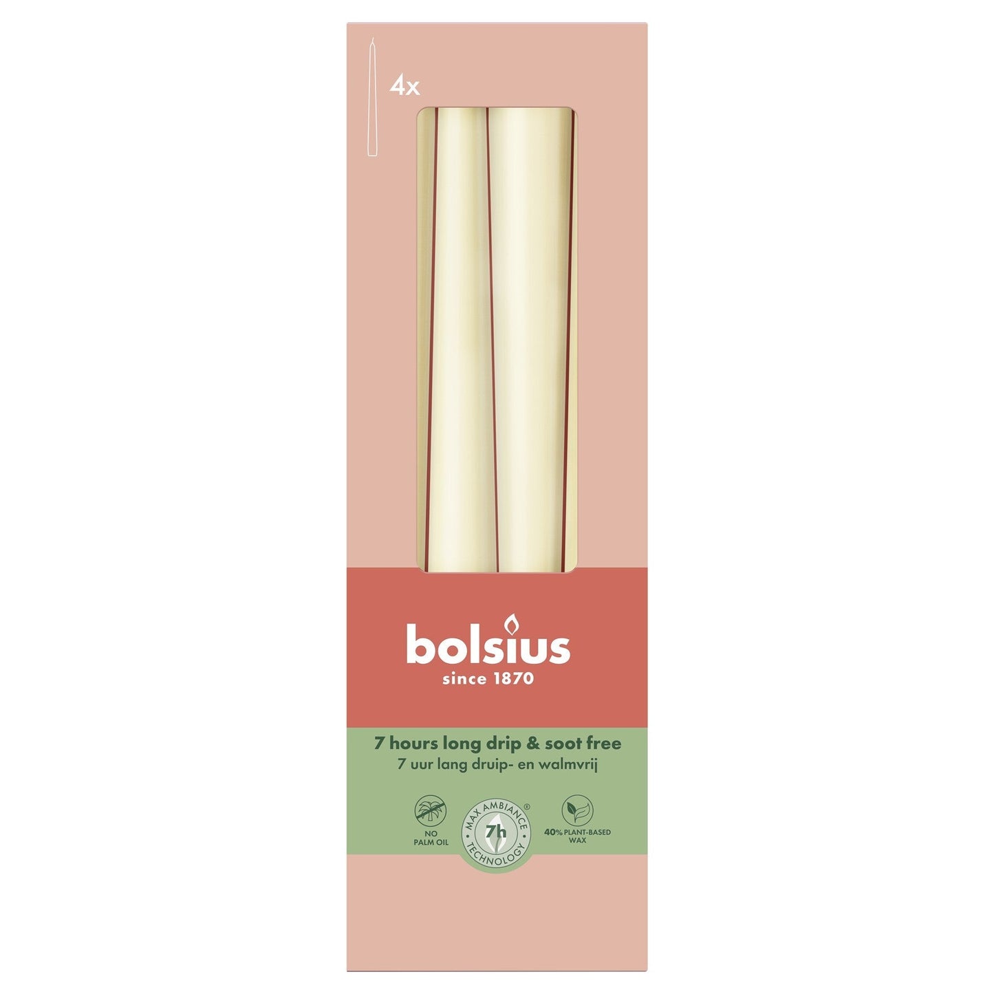 Bolsius Soft Pearl Essentials Tapered Candle (Box 4)