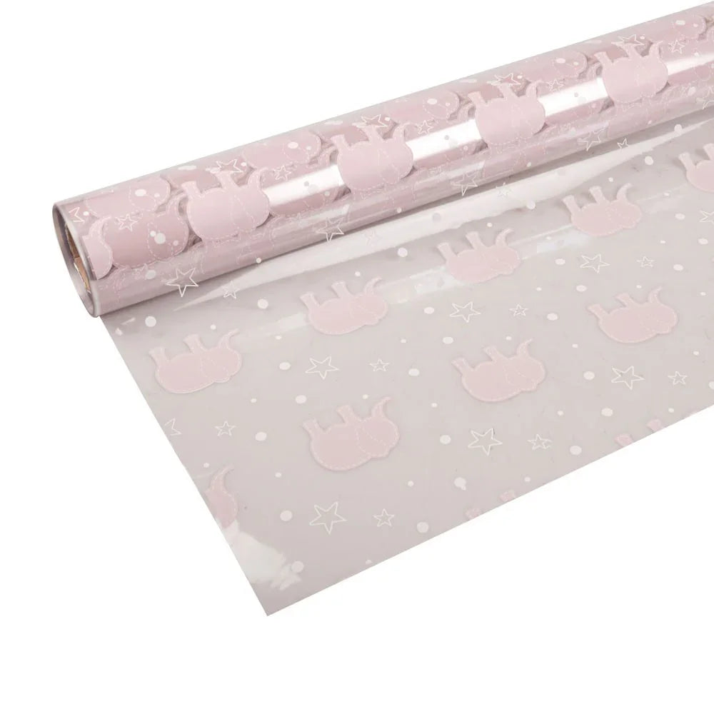 Baby Pink Elephant Print Cellophane (100mx80cm)