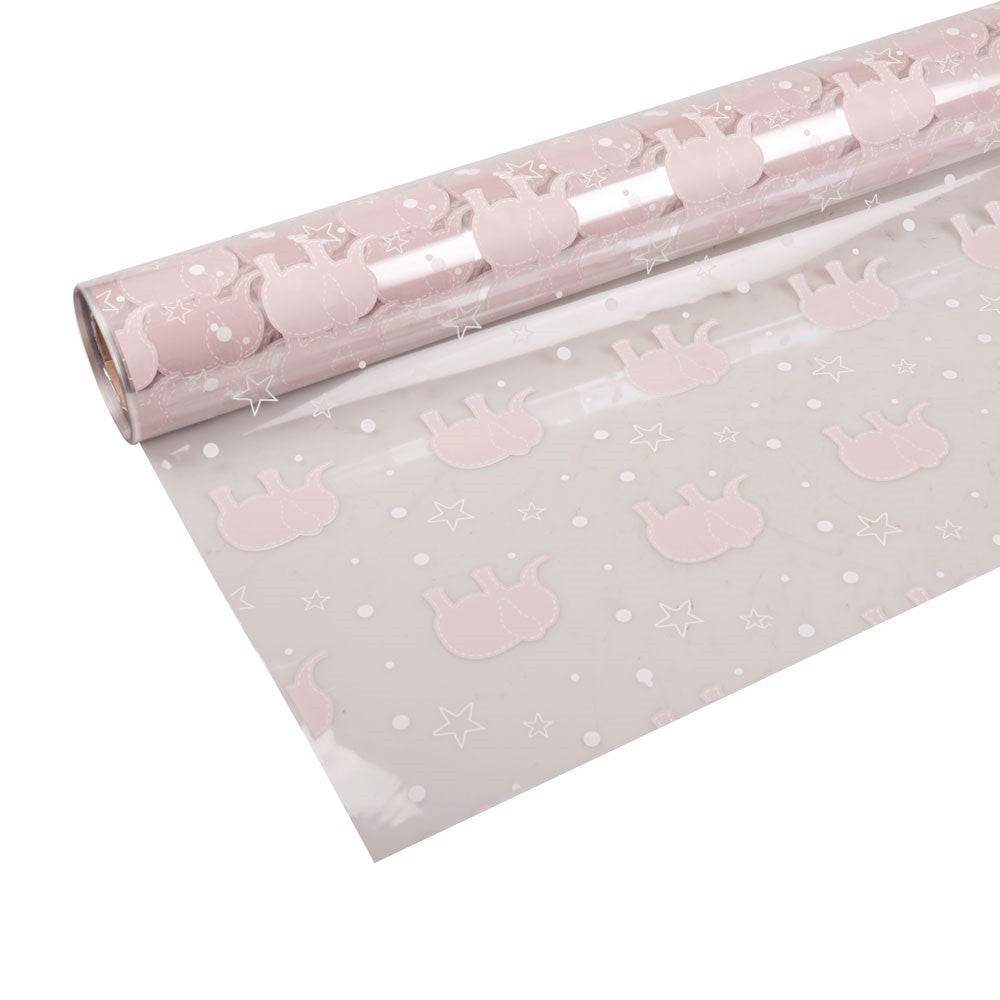 Discover the Baby Pink Elephant Print Cellophane (100mx80cm) at Bristow Direct