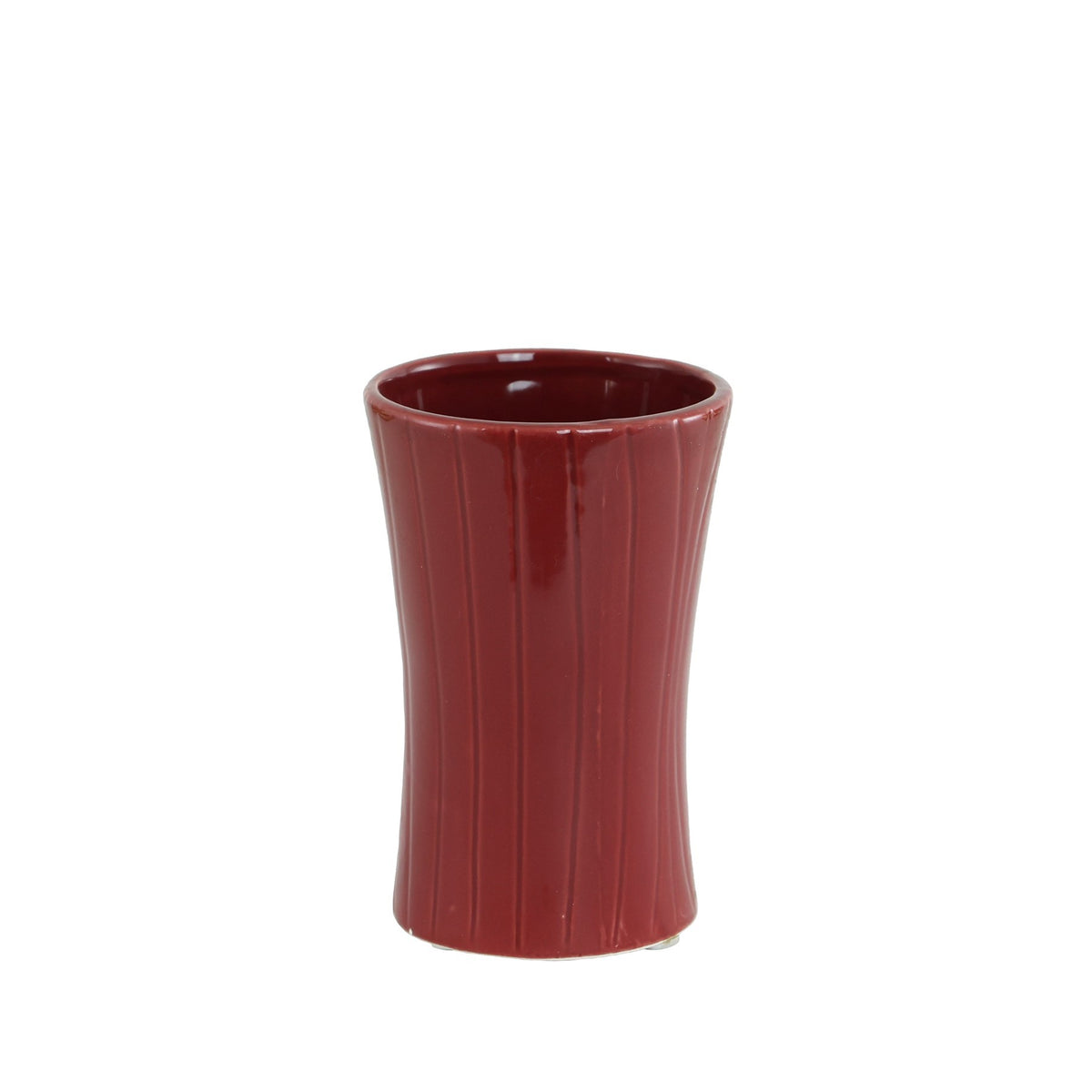 Discover the Red Vertically Grooved Red Ceramic Pot (13cm) at Bristow Direct