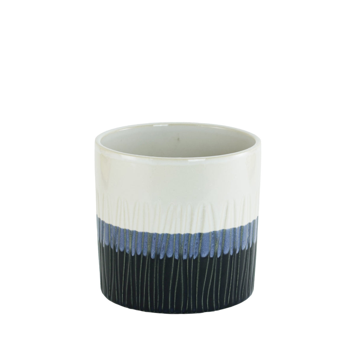 Discover the White Blue Striped Ceramic Pot at Bristow Direct