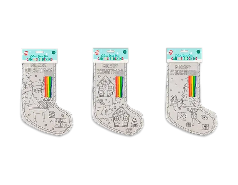 Christmas Colour Your Own Canvas Stocking