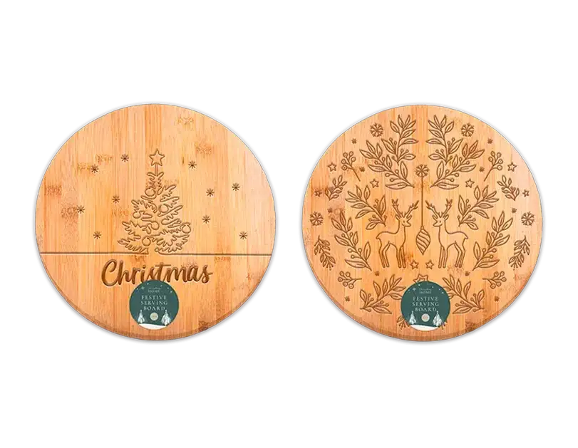 Festive Round Bamboo Serving Board (30cm)