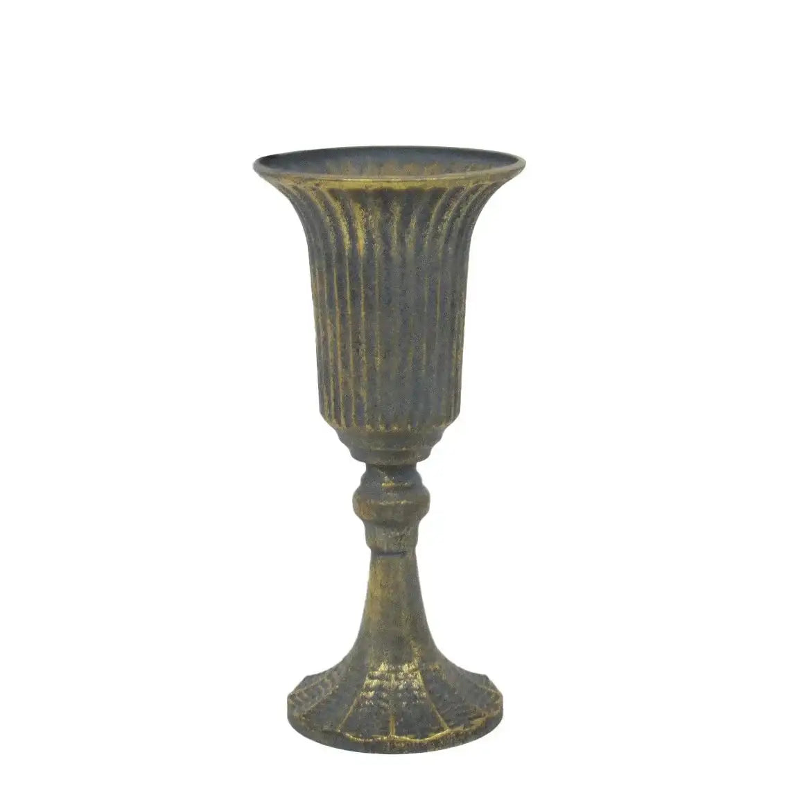 Antique Gold Creation Metal Urn Vase on Stem (30cm)