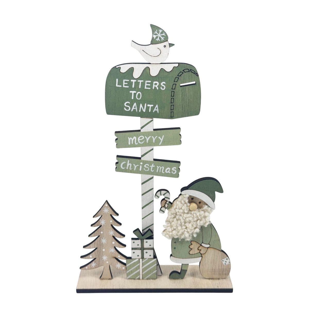 Discover the Sage Green Wooden Letter to Santa Postbox (30cm) at Bristow Direct