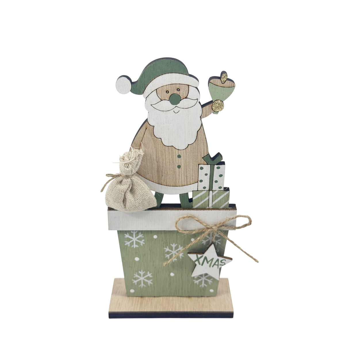 Discover the Sage Green Wooden Santa Chimney Ornament (18cm) at Bristow Direct