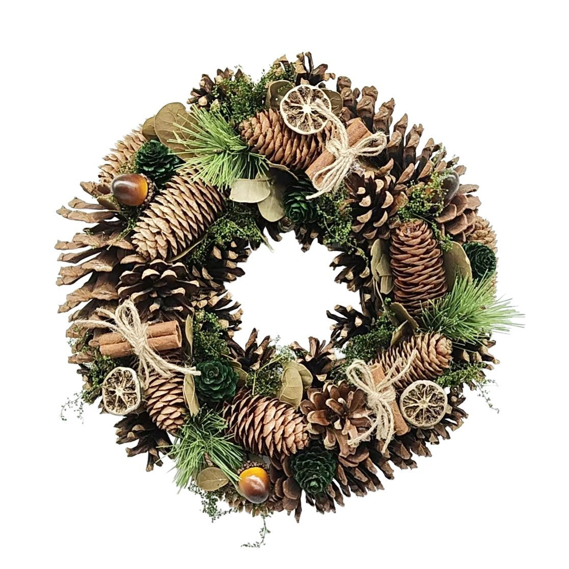 Discover the Natural Wreath with Pine Cones Cinnamon String (36cm) at Bristow Direct
