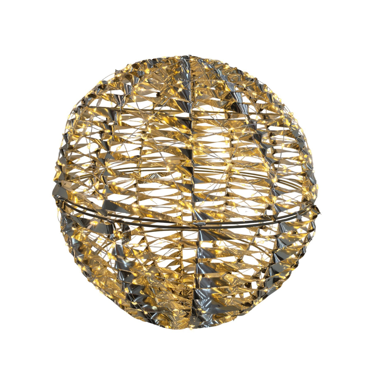 Discover the Shiny Gold Hanging Ball with Warm White LED Flashing Lights (40cm) at Bristow Direct