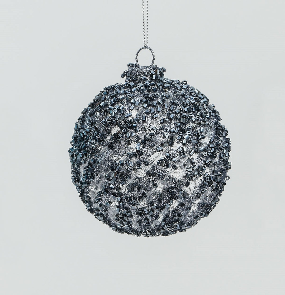 Discover the Dark Grey Glass Sequin Bauble (8cm) at Bristow Direct