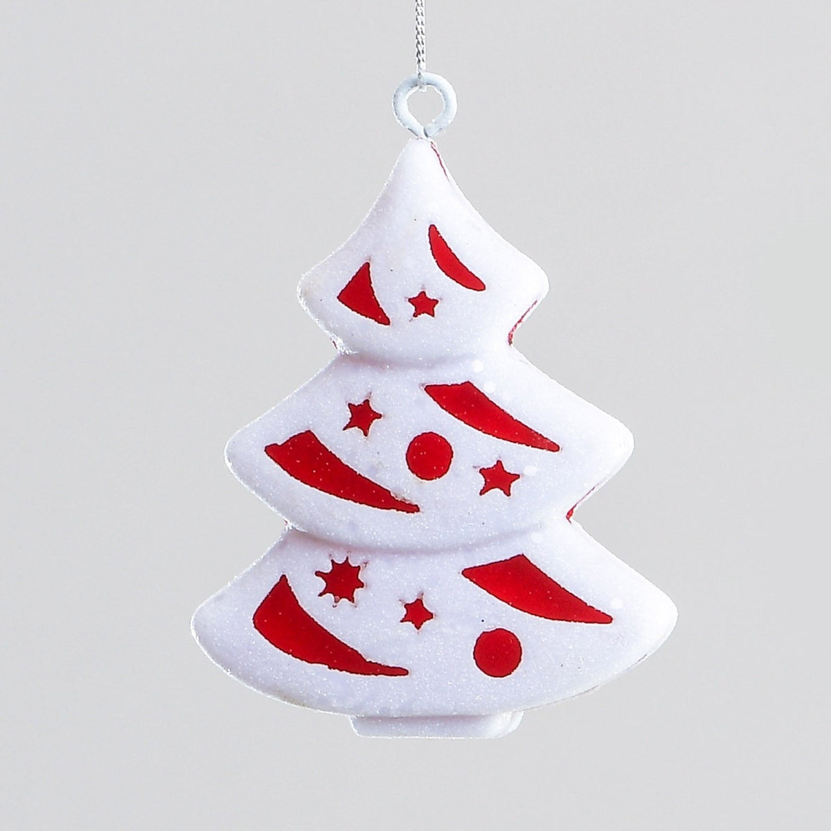Discover the Red White Glitter Tree Hanging Decoration (10cm) at Bristow Direct