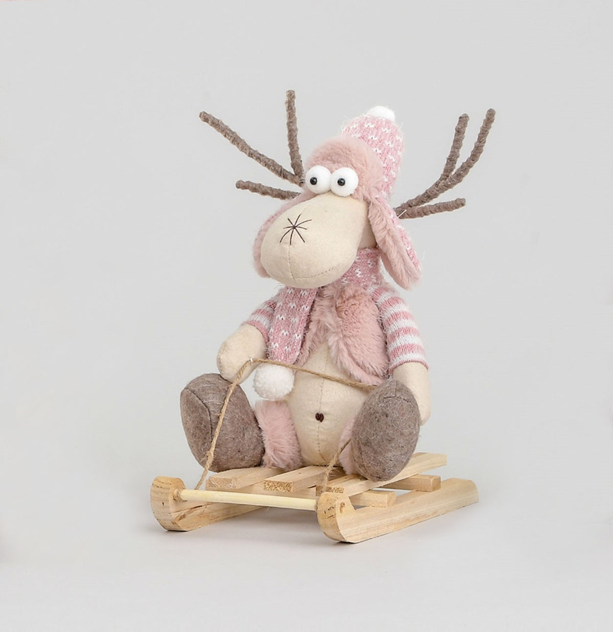 Discover the Pink Comical Moose Figure on Sledge (32cm) at Bristow Direct