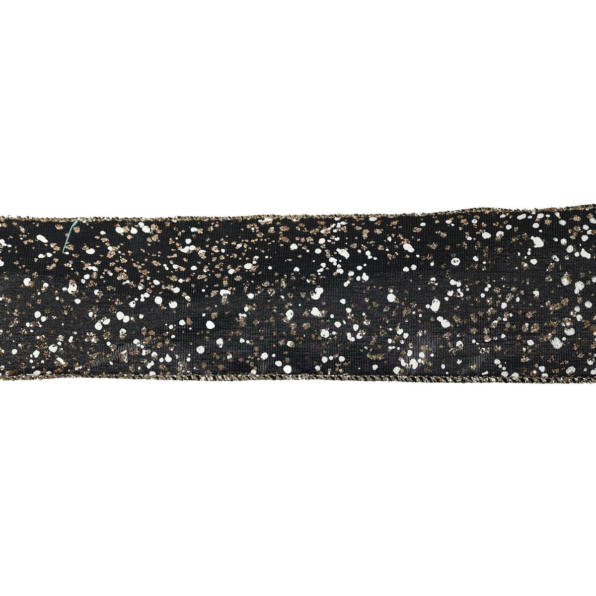 Discover the Black Double Wired Ribbon with White Gold Glitter (63mm x 9.1m) at Bristow Direct