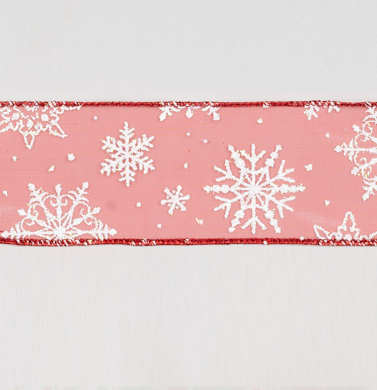 Discover the Red White Snowflake Pattern Ribbon (63mm x 9.1m) at Bristow Direct
