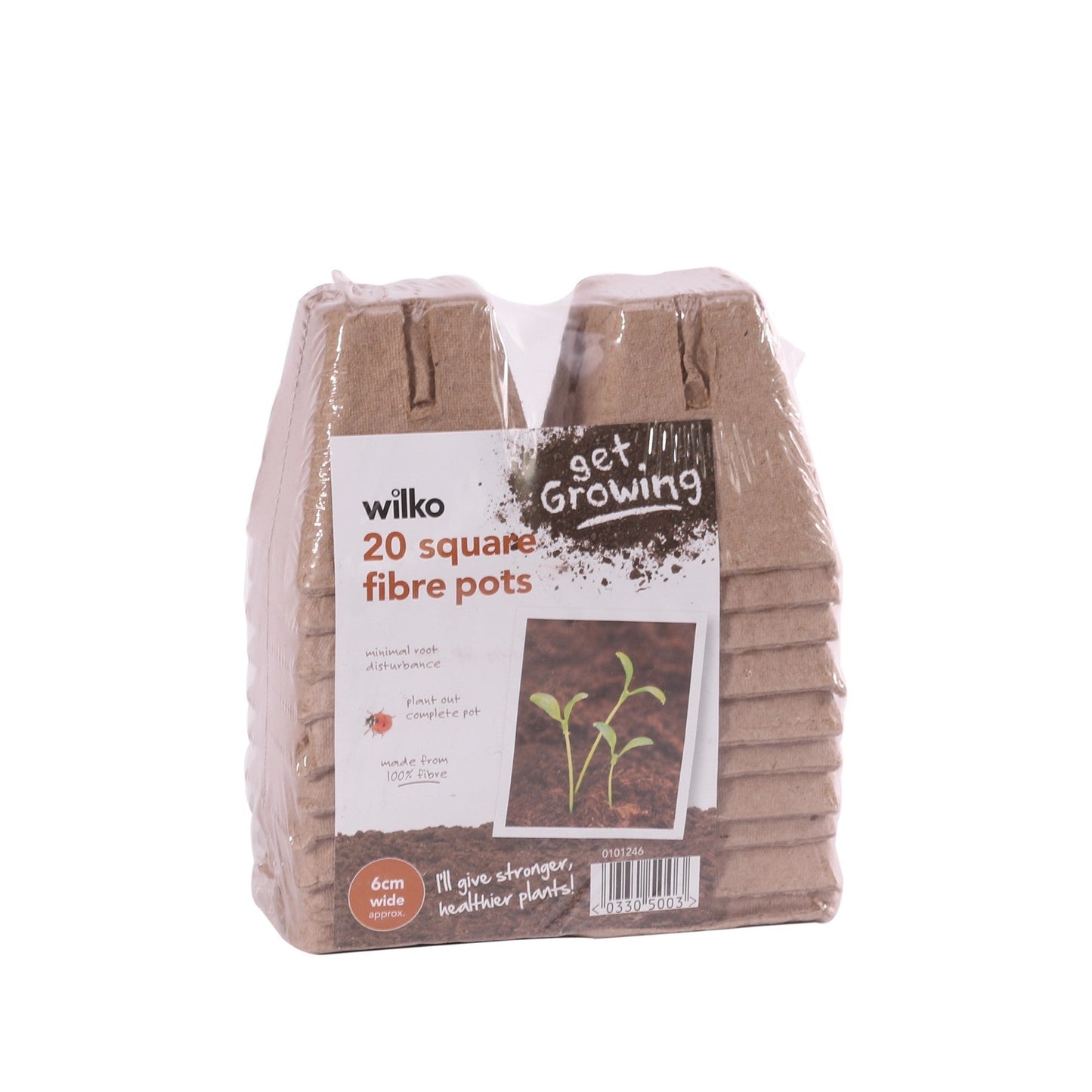 6cm Square Brown Fibre Pots (x20)