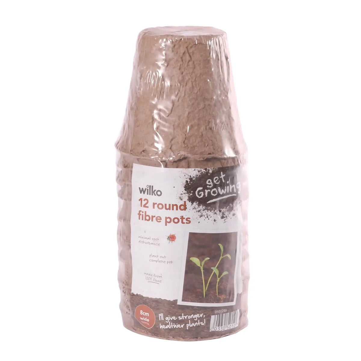 8cm Round Brown Fibre Pots (x12)