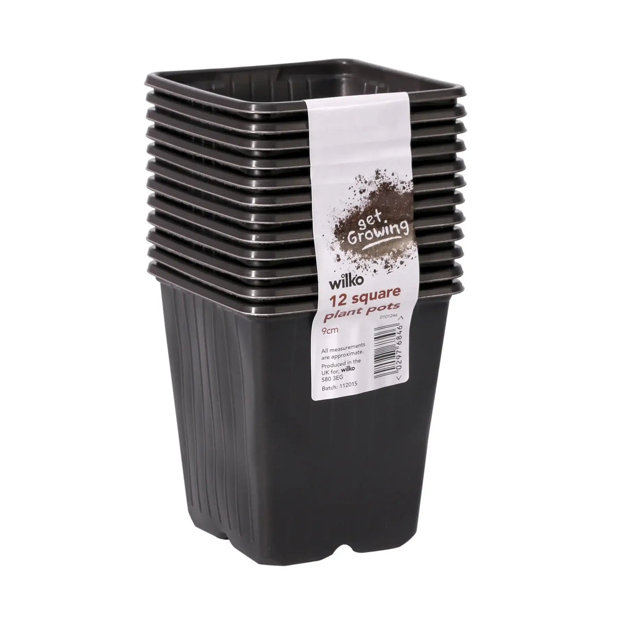 9cm Black Square Pots (x12)