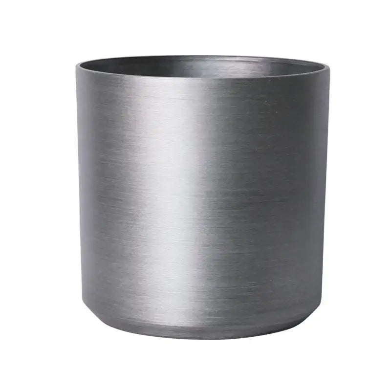 Brushed Steel Metallic Look Cylinder Planter (21.8cm)