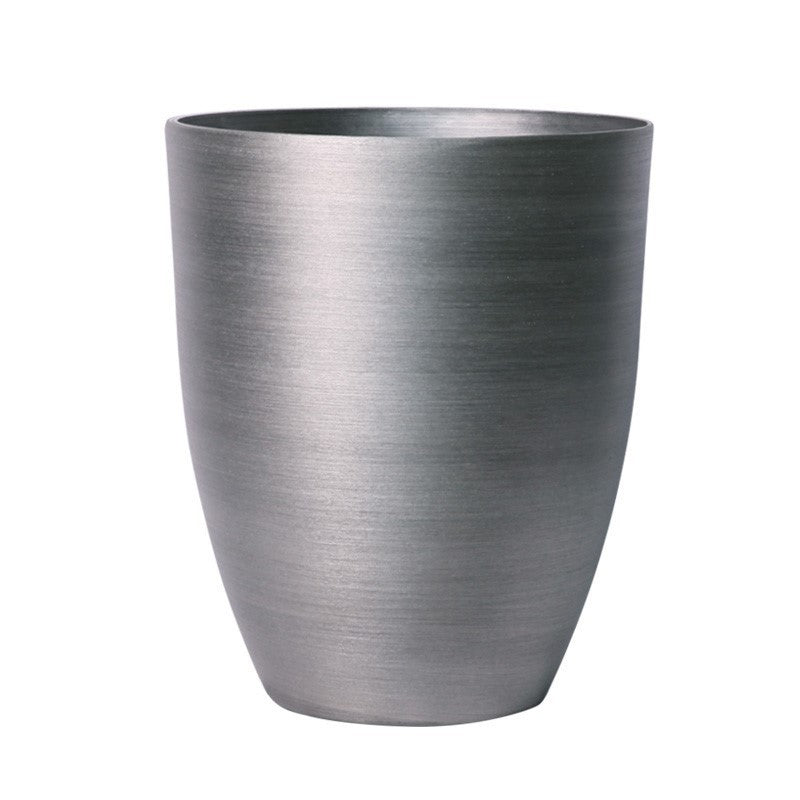 Brushed Steel Metallic Look Plastic Planter (34.5cm)