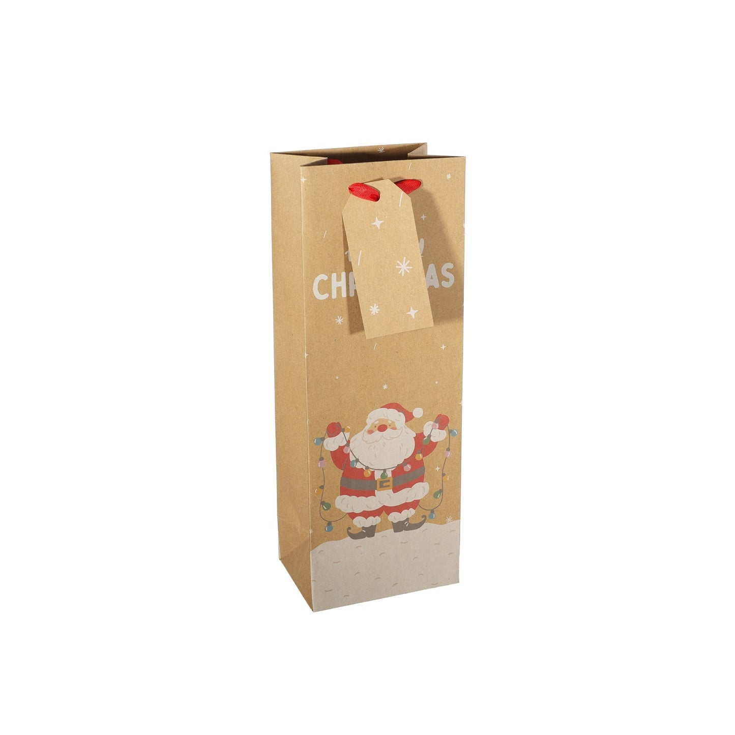 Kraft Santa Bottle Gift Bag