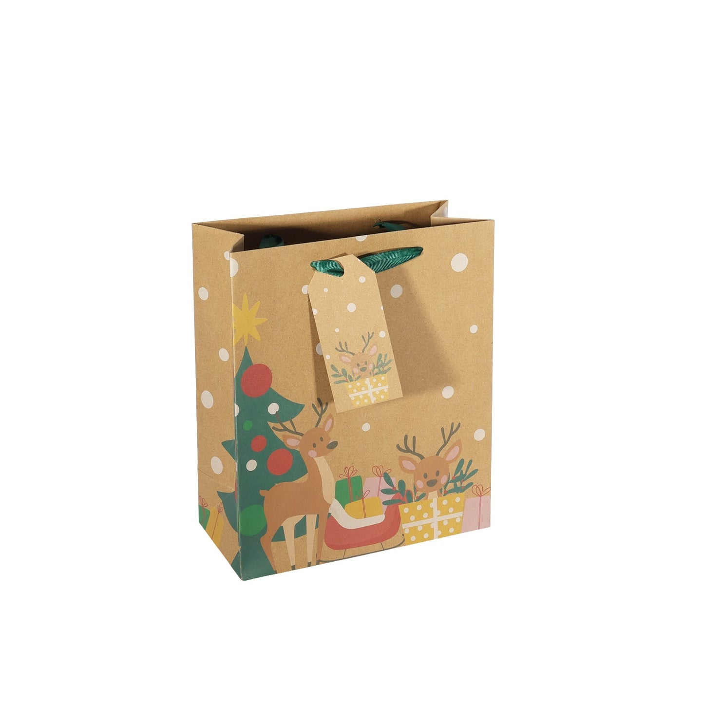 Reindeer Kraft Gift Bag Medium