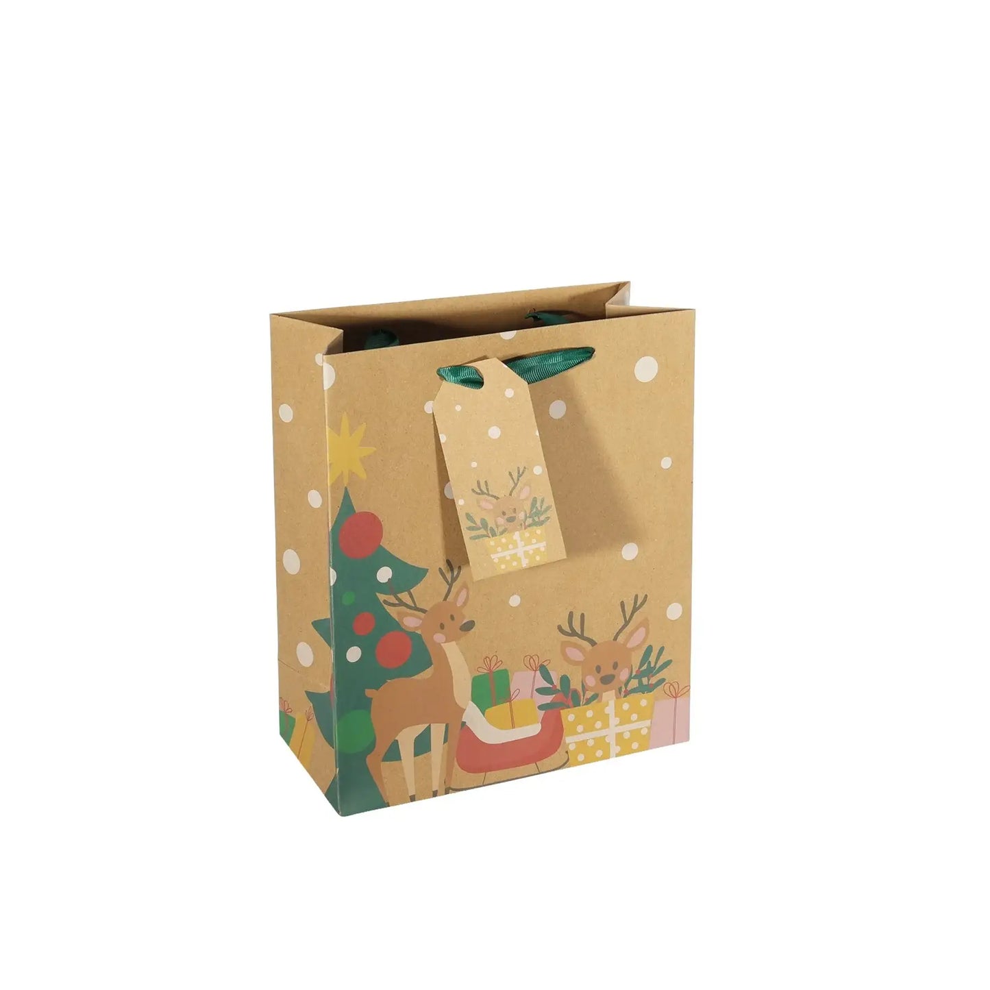 Reindeer Kraft Gift Bag Medium