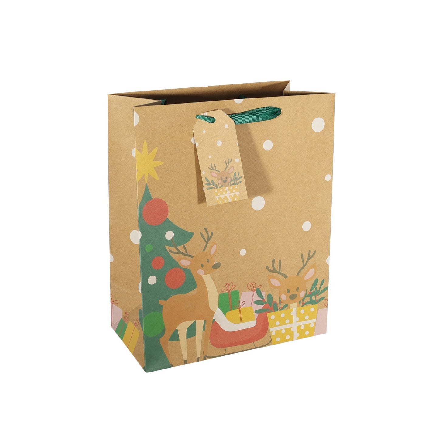 Reindeer Kraft Gift Bag L