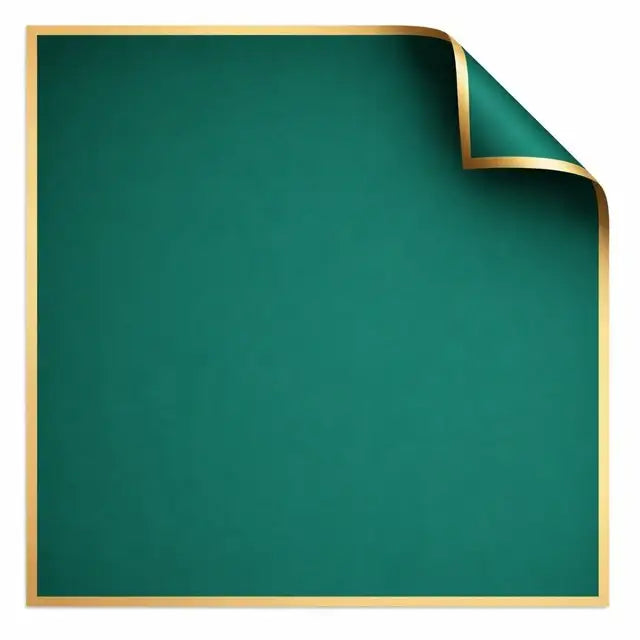 Korean Style Pre Cut Cello Wrap Sheets - Green with Gold Border (100 Sheets)