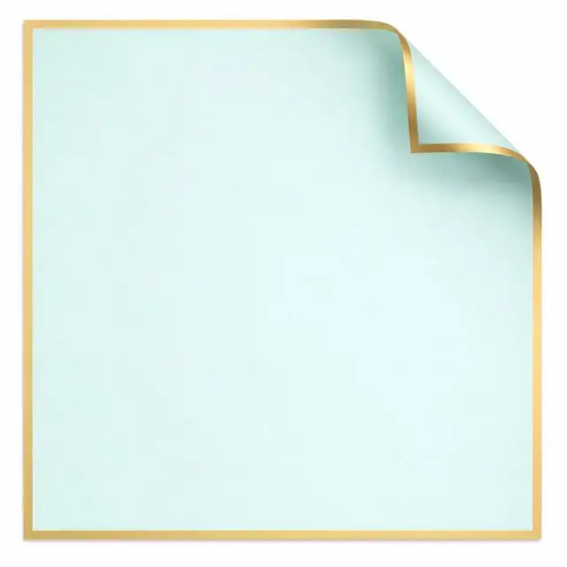 Korean Style Pre Cut Cello Wrap Sheets - Mint Green with Gold Border (100 Sheets)
