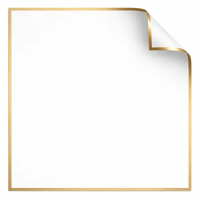 Korean Style Pre Cut Cello Wrap Sheets - White with Gold Border (100 Sheets)