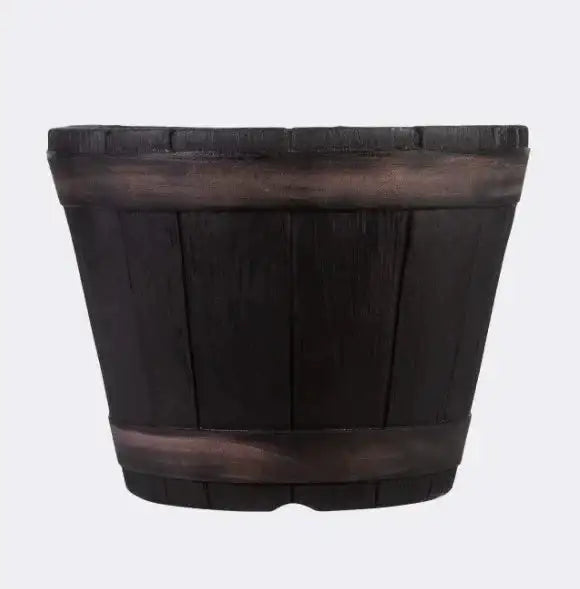 Black Oakwood Barrel Planter (34cm)