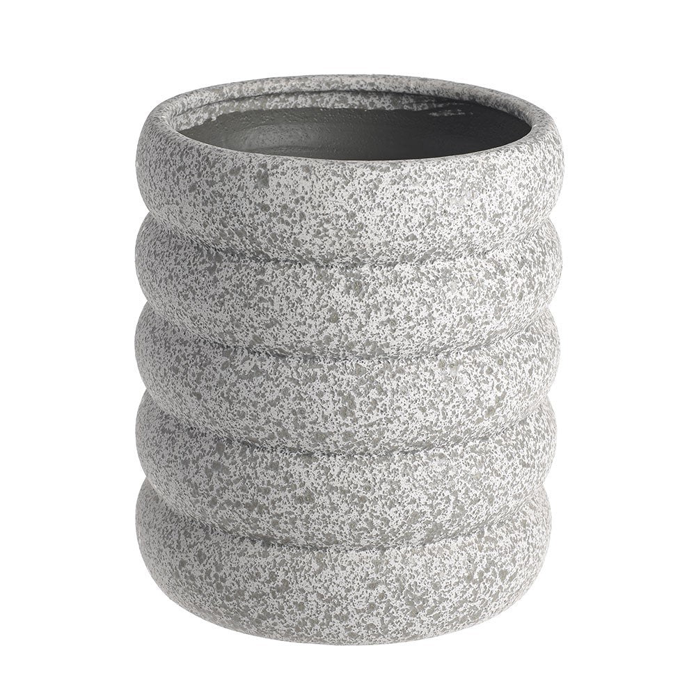 Discover the Light Grey Contoured Cylinder Ceramic Vase (14.5cm) at Bristow Direct