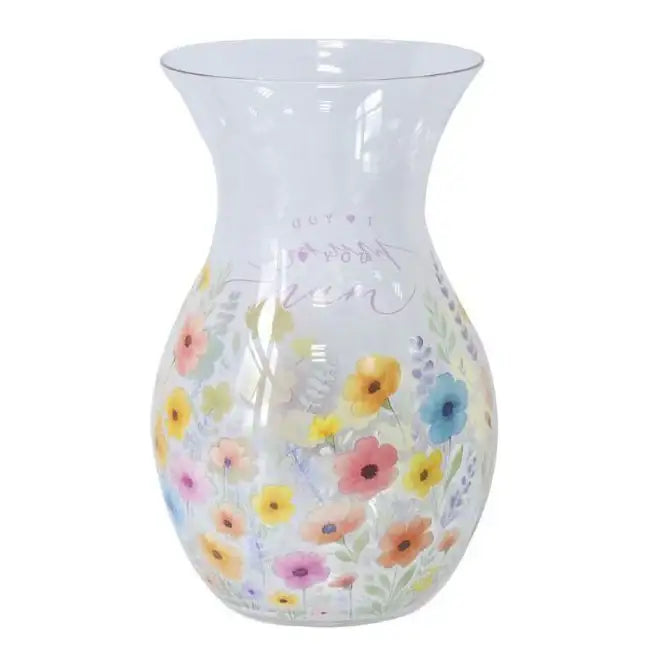 I Love You Mum Flower Glass Vase