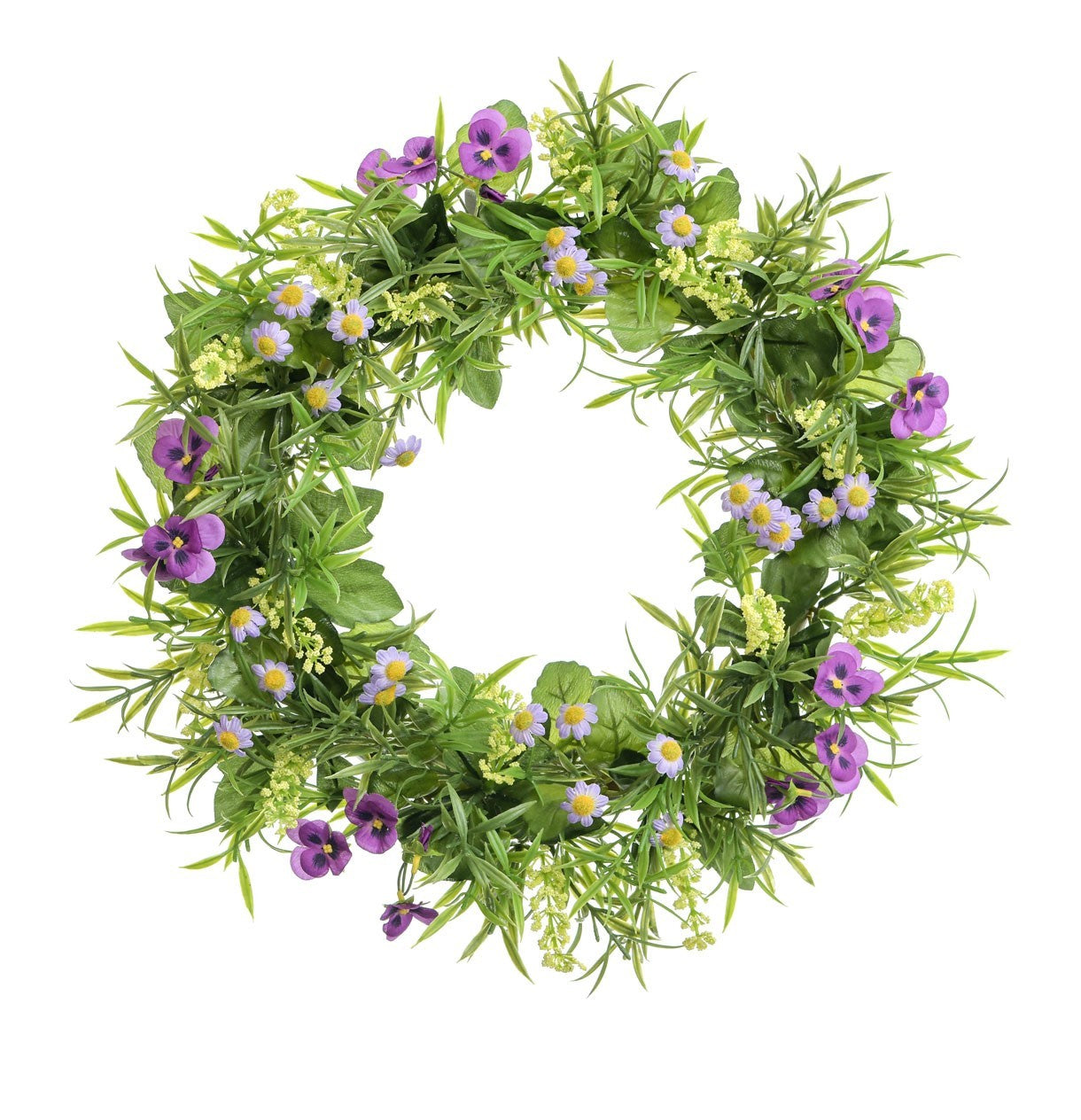 Purple Pansy Daisy Wreath
