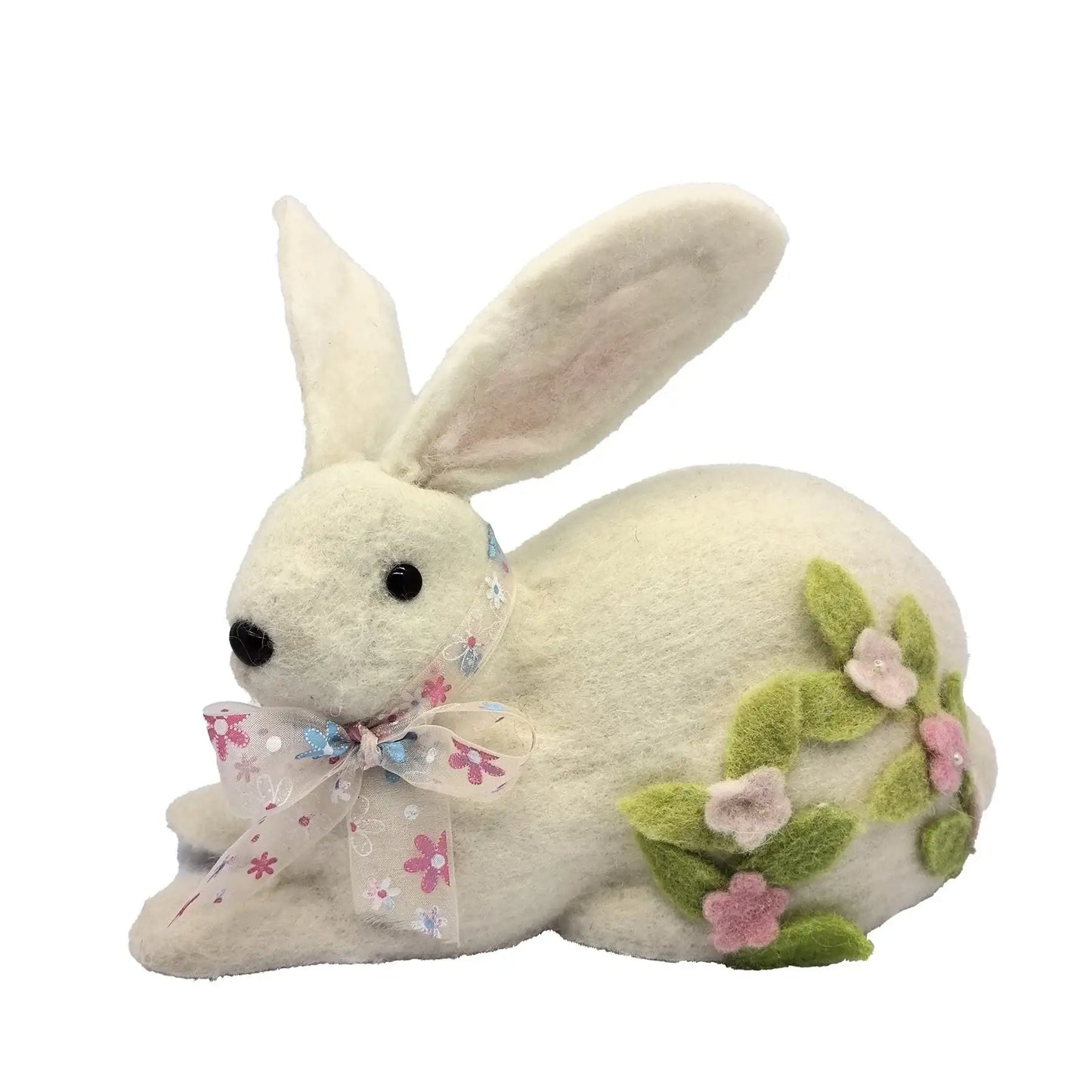 Rabbit with Bow and Flowers