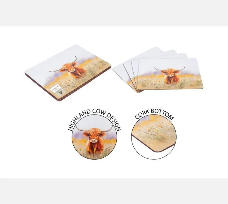 Discover the Rustic Highland Cow Placemats (Pack of 4) at Bristow Direct