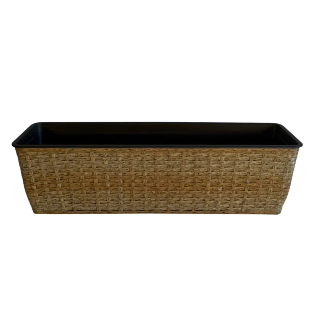 Brown Rattan Effect Trough Planter (59cm)